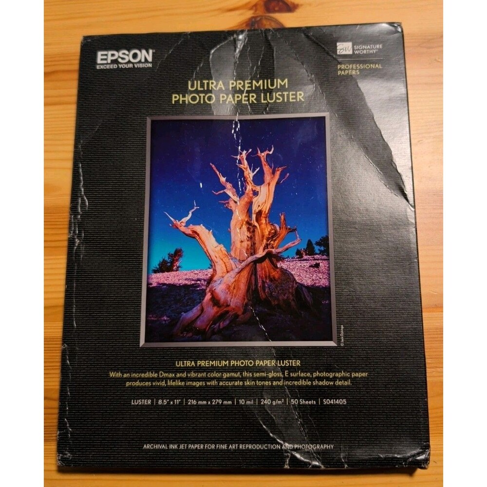Epson S041405 8.5x11 50 Sheets Ultra Premium Photo Inkjet Paper, Luster